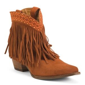 Dingo Fringe Suede Ankle Boots - Brown